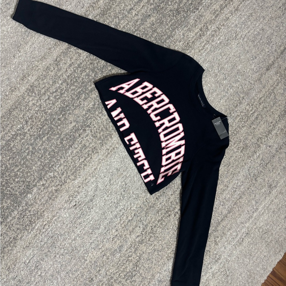 Abercrombie Navy Blue Long Sleeve Crop Top